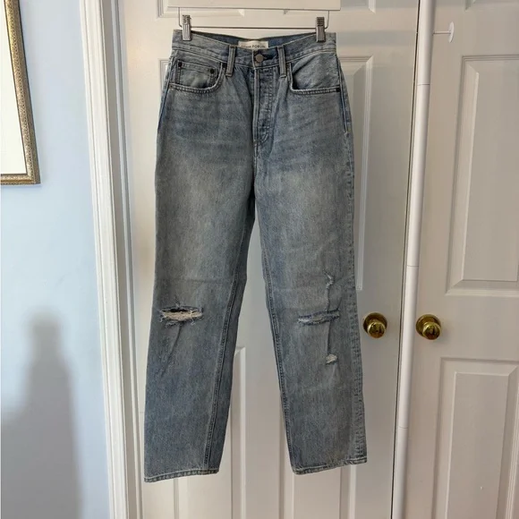 Denim Forum The Joni Highrise Loose Blue Jean Size 24 Organic Cotton Button Fly - Picture 12 of 17